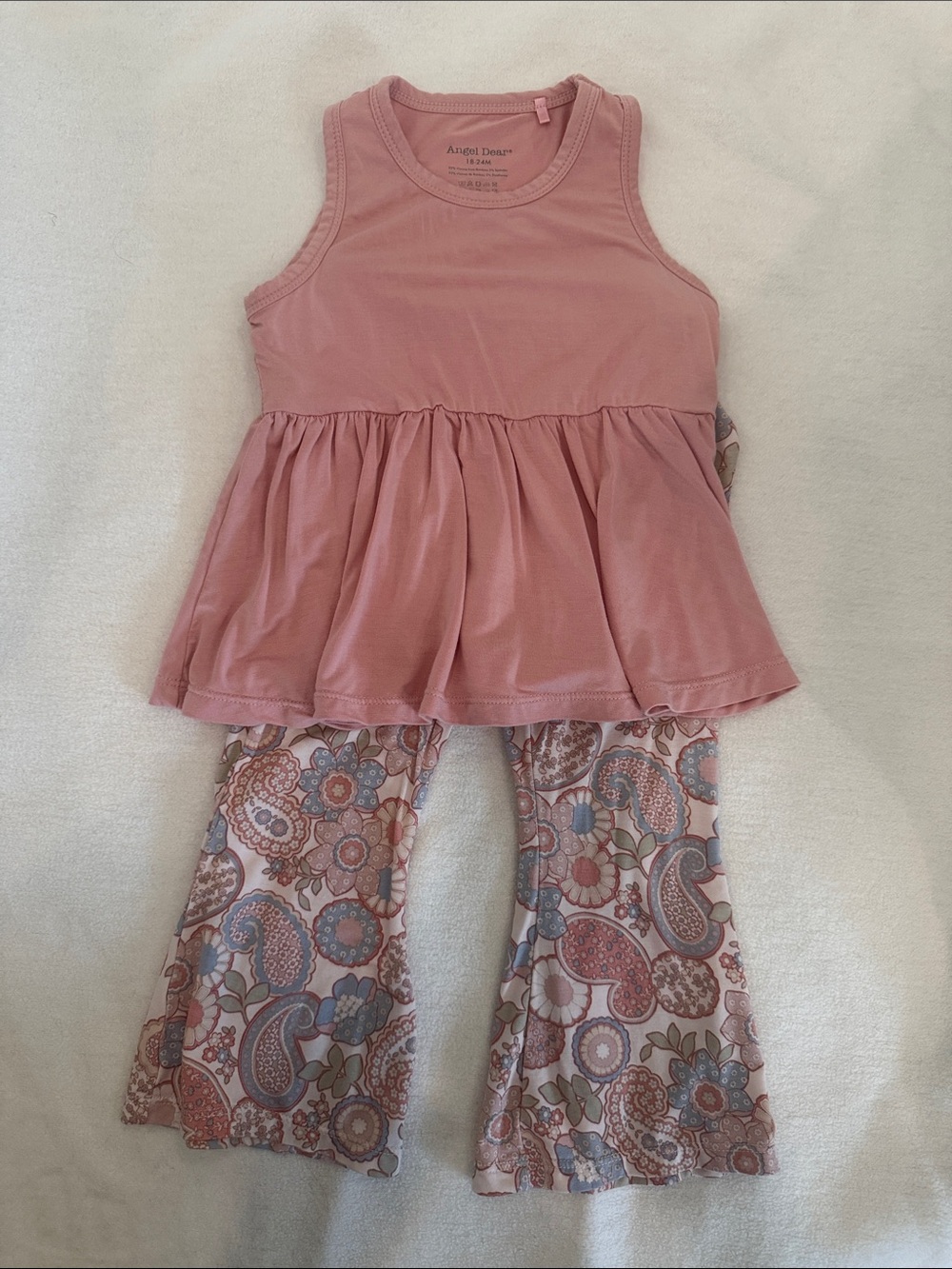 Angel Dear Pink Tank Top & Paisley Flare Pants Set